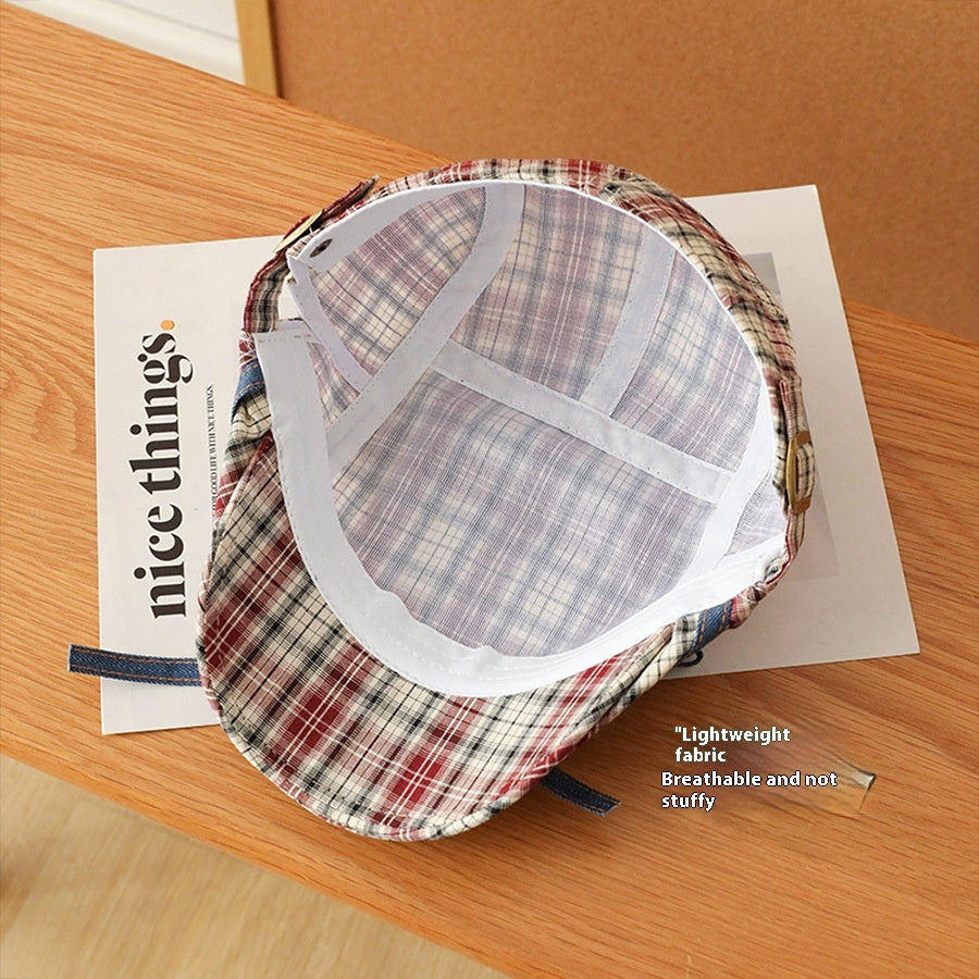 Bow Plaid Advance Hats Girls Japanese-style Retro