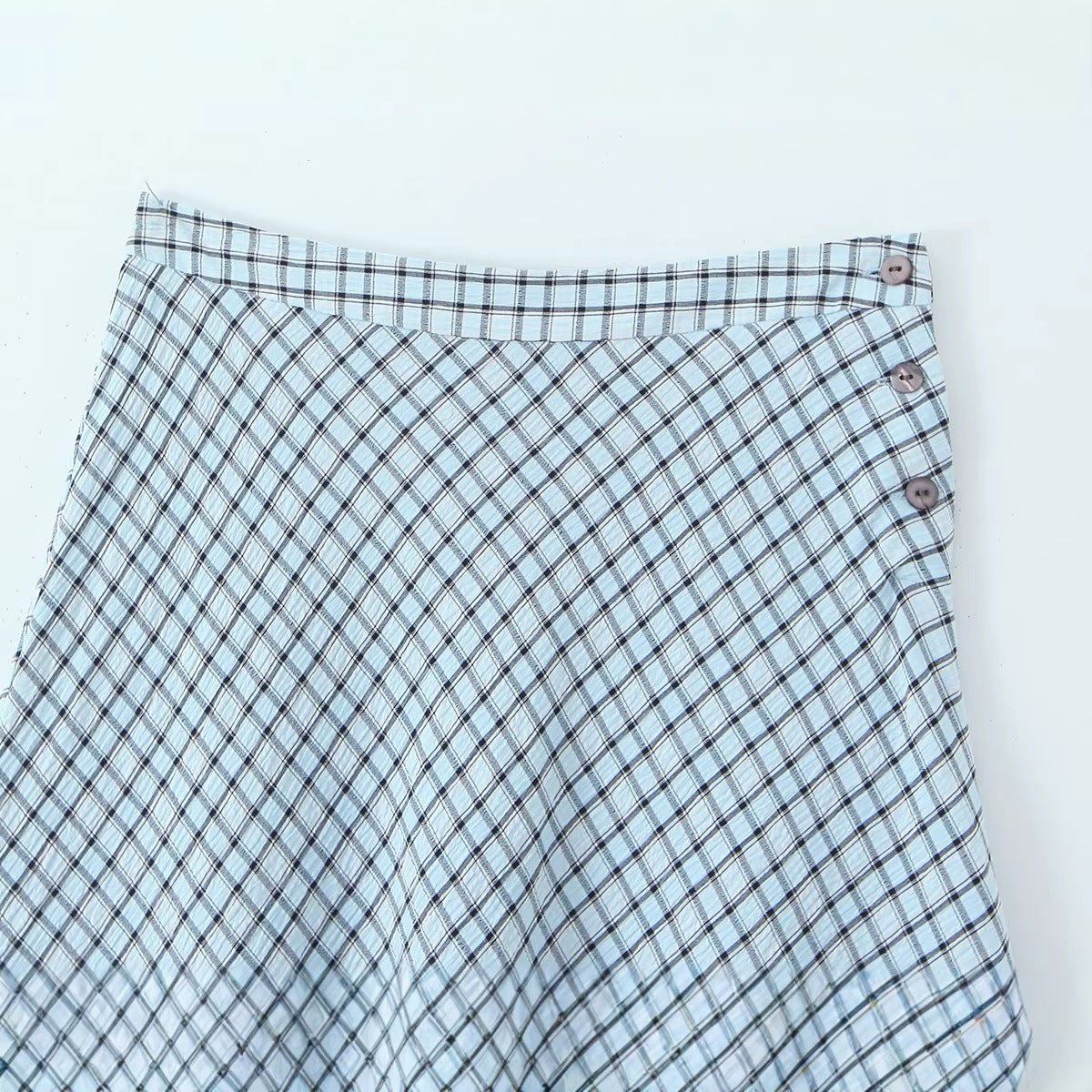 European And American Women's Fashion Plaid Asymmetrical Midi Skirt