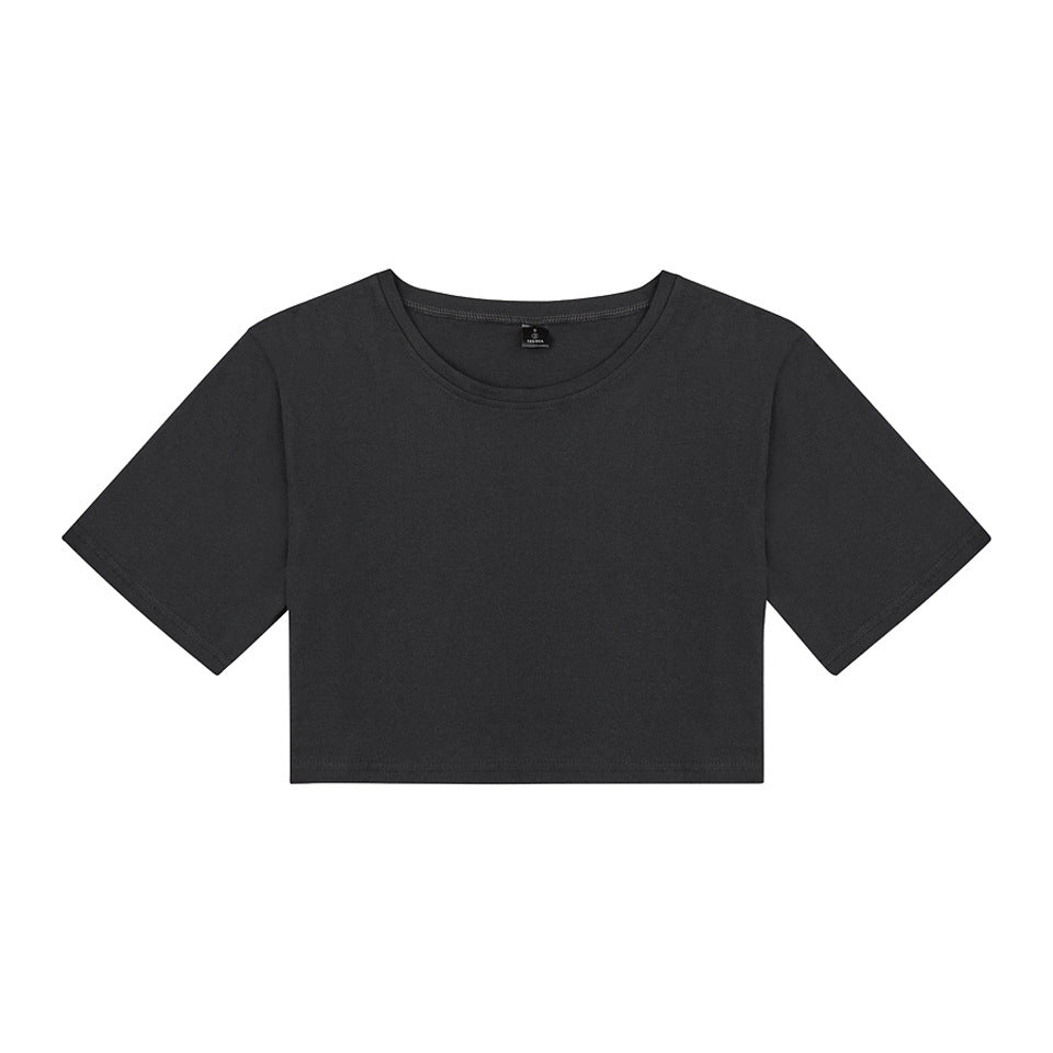 Solid Color Revealing T-shirt Female Dance Practice Dance Culture