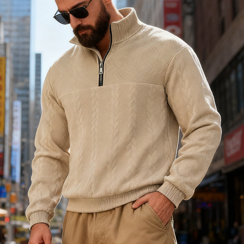 Casual Loose Zip-up Hooded Long Sleeve Stand Collar Sweatshirt Jacket