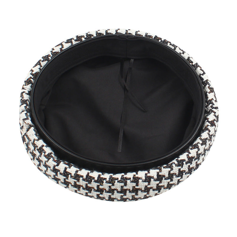Winter Casual Small Fragrant Style Houndstooth Beret