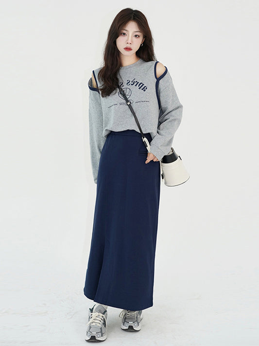 Off-shoulder Hoodie Female Spring Lazy Casual Crewneck Top Thin
