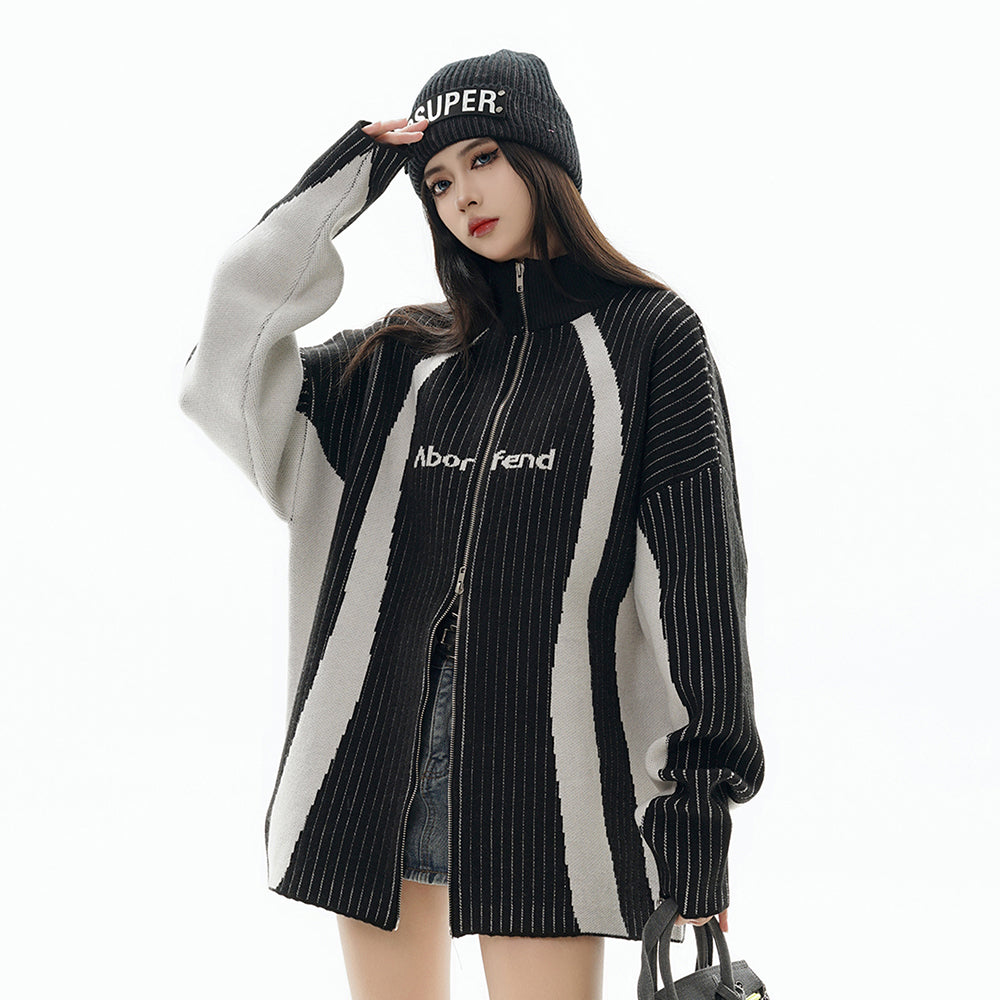 Men's Fashion Stripe Knitted Sweater Coat