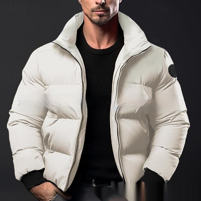 Herre Solid-Color Bomuldsforet Dunjakke Frakke
