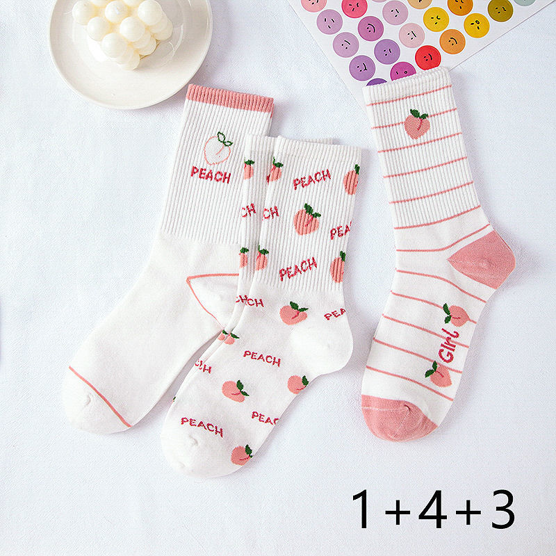 Tulip Pink Versatile Cute Sport College Style Tube Socks