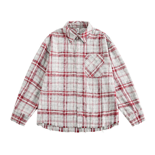 American Retro Plaid Shirt Men's Loose Casual Long Sleeves