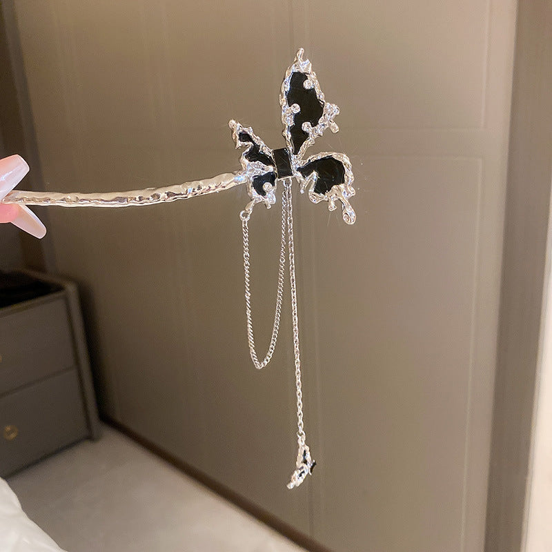 Metal Irregular Butterfly Tassel Hairpin Girl
