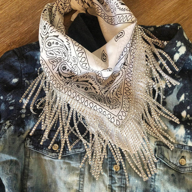 Strass Franja Bandana Feminino Bacharette Bach Festa Embelez
