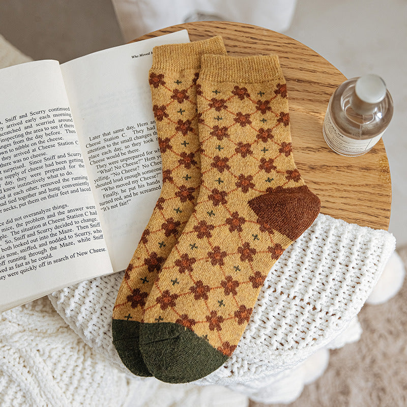 Women's Green Wool Socks Thickened