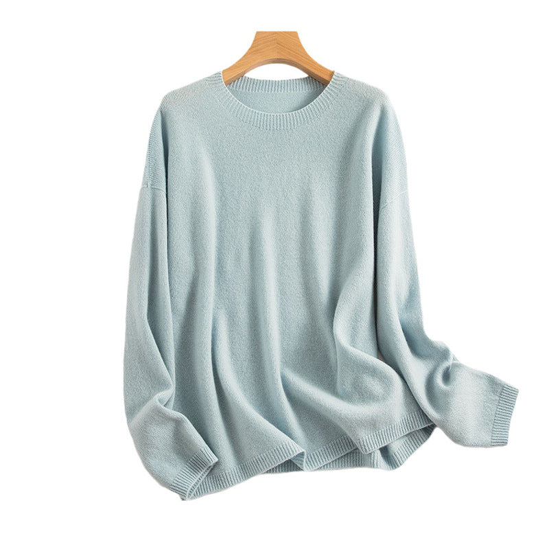 Women's Loose Slimming Round Neck Pure Wool Sweater