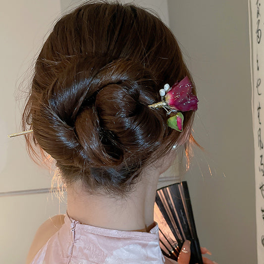 Retro Rose Pearl New Chinese Style Hairpin