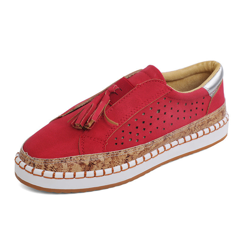 Color Matching Tassel Plus Size Round Head Flat Casual Shoes Female