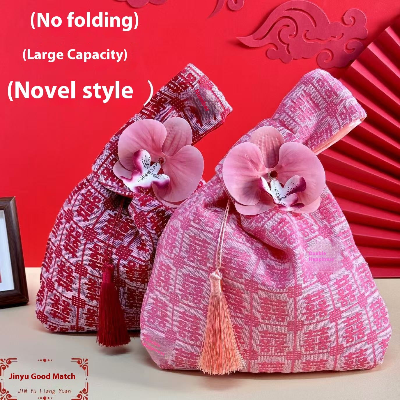 Chinese Style Gift Bag Bridesmaid Return Gift Hand-held Gold Silk Jacquard Gift Wedding Candies Box