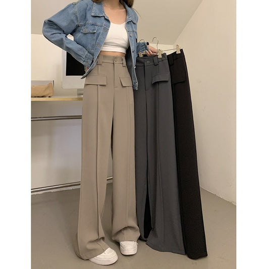 Narrow Wide-leg Pants Women's High Waist Slimming Loose