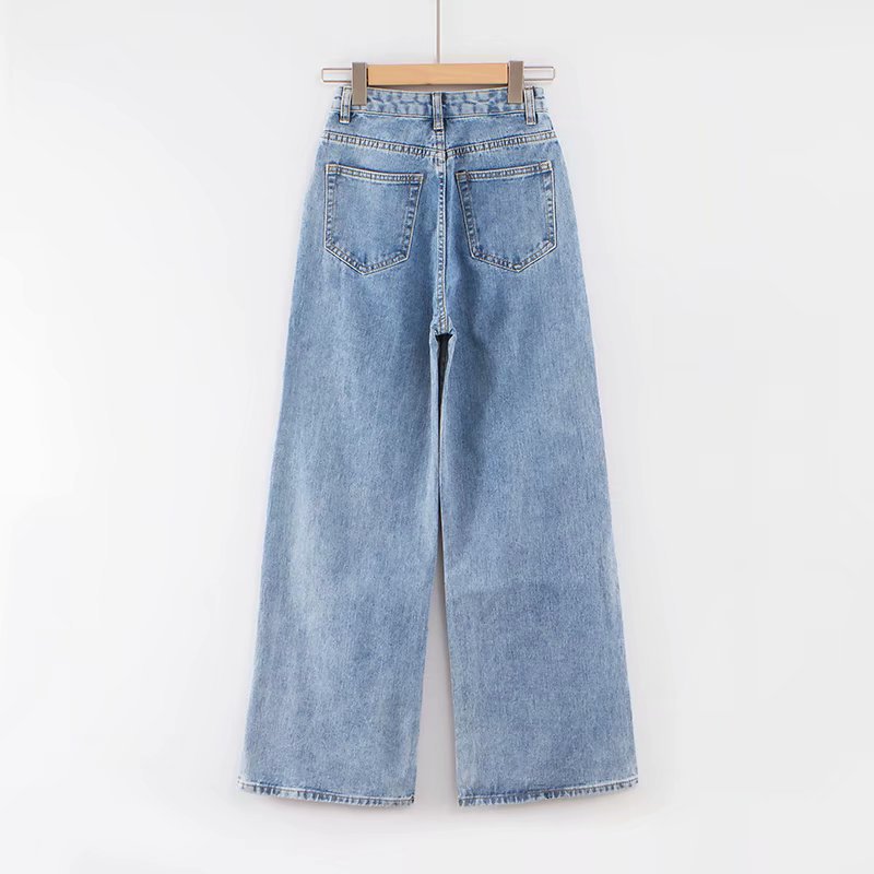 Mopping Wide-leg Denim Trousers Autumn And Winter All-match