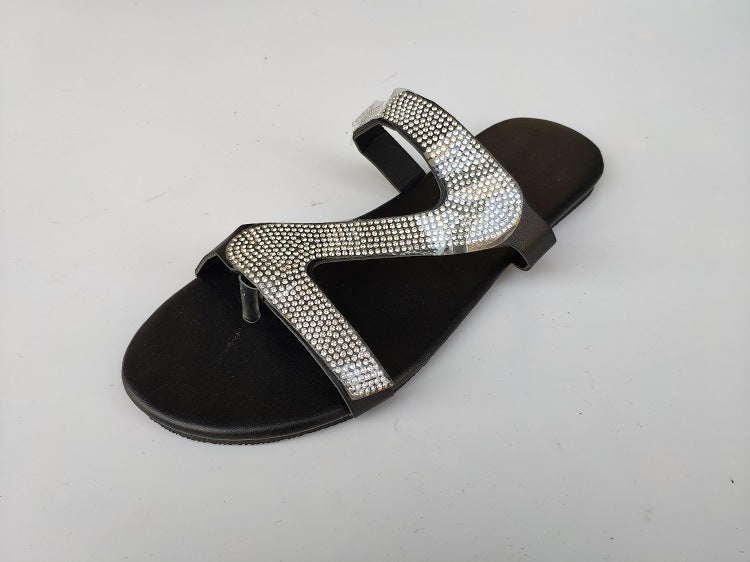 Women's Casual Cross-border Plus Size Foreign Trade Rhinestone Slippers