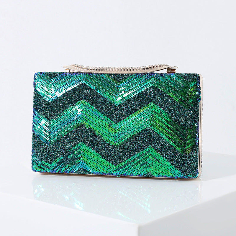Women's Fashion Sequin Water Ripple Dinner Bag