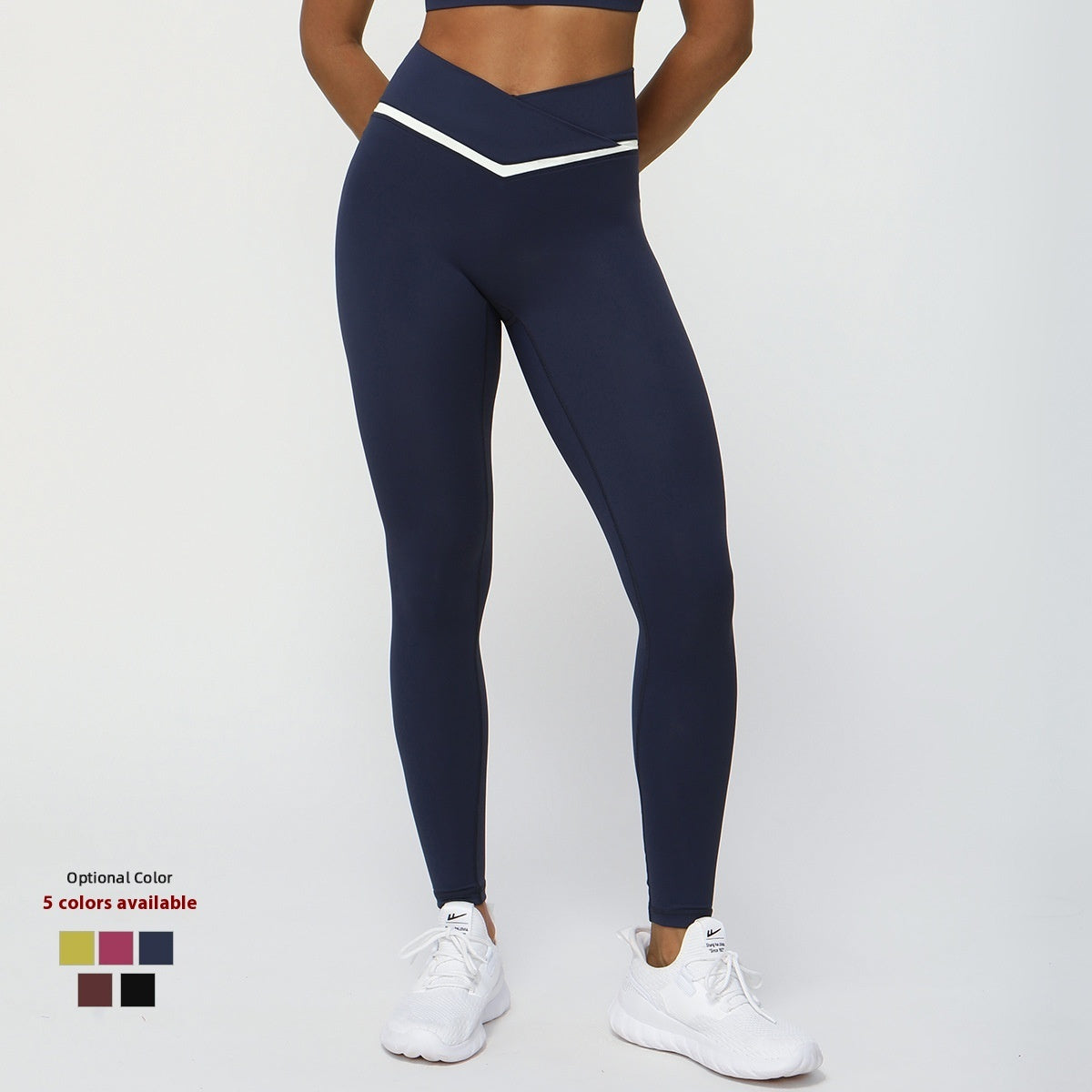 Løbefitness-capribukser med V-talje