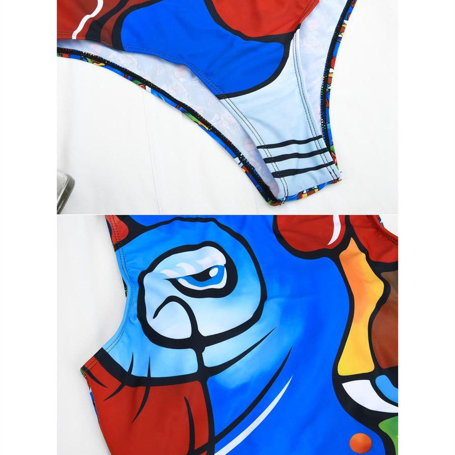 New Women's Printed Double-layer Siamese Body Shaping Swimsuit With Chest Pad