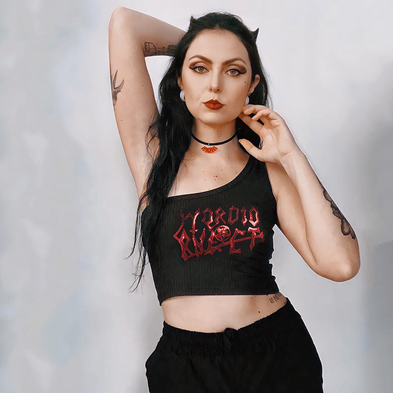 Dark Irregular Cropped Strap Top Women's