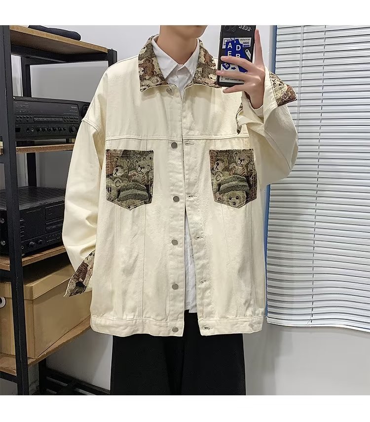 Assorted Colors Retro Denim Jacket Design Blouse