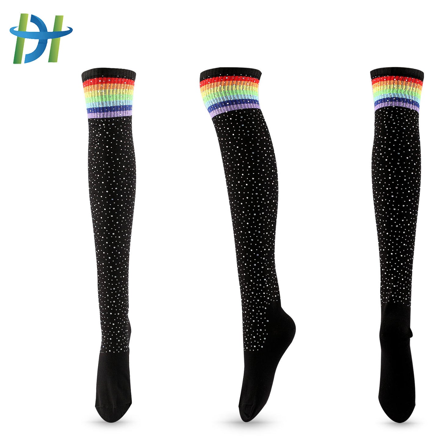 Diamond Stocking Women's Striped High Cotton Socks
