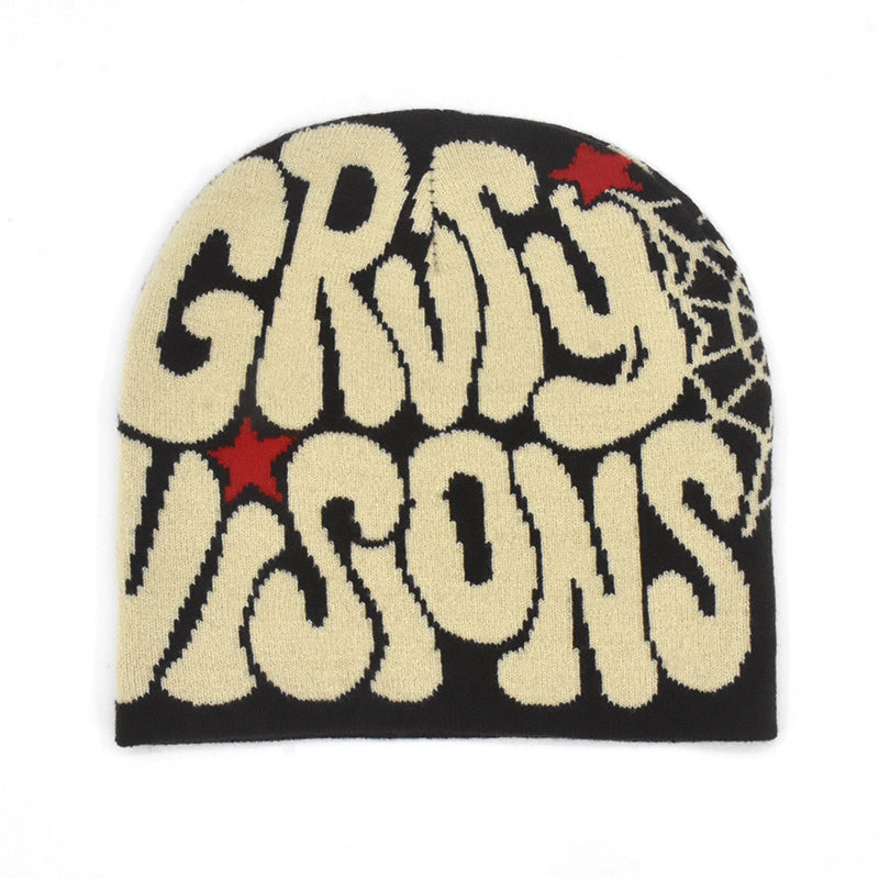 Knitted Jacquard Hat Hip Hop Letters Street Trend