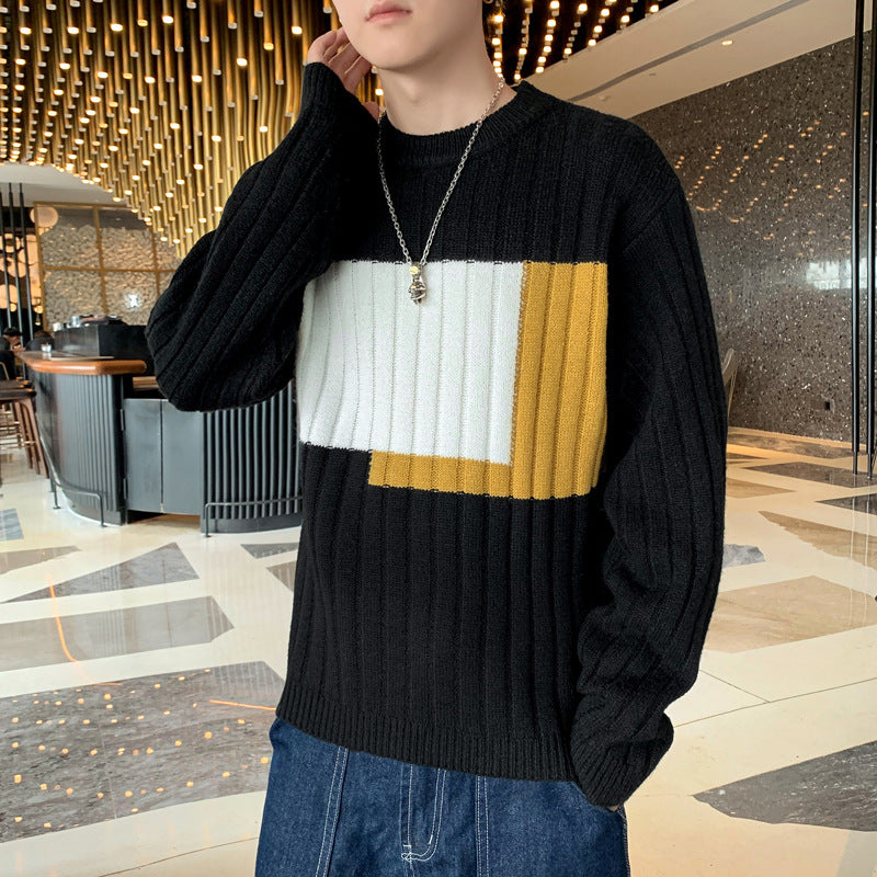 Strikket Sweater Herre Trendy Mærke Løs Varm Sweater