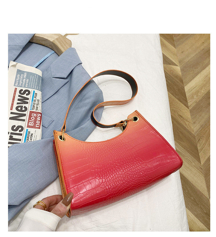 Rainbow Gradient Frog  Pattern Bag Women Handbag Shoulder Arm Bag