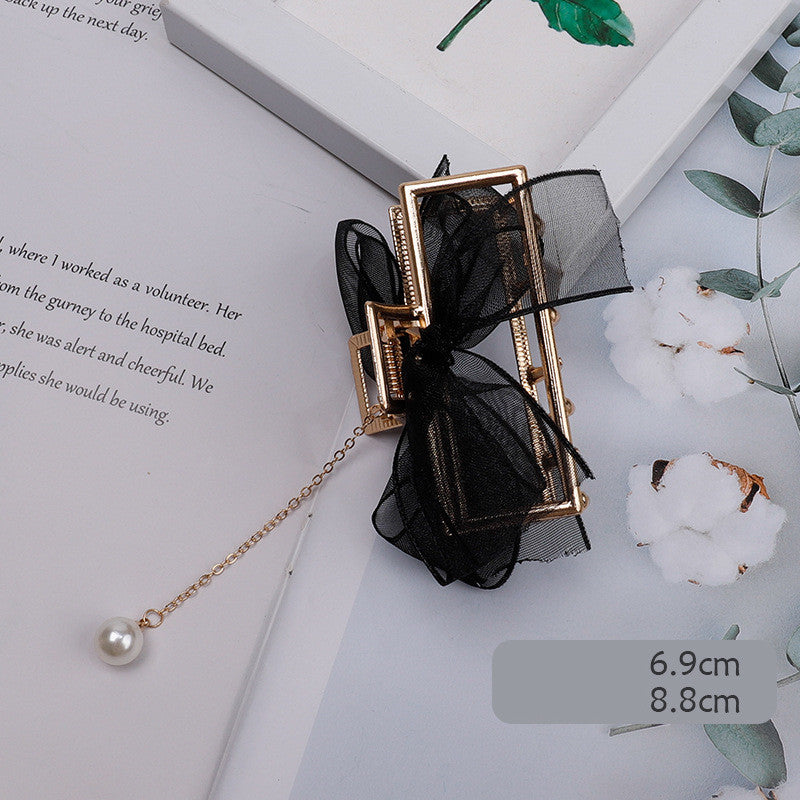 Mesh Bow Hairpin Female Disc Hair Grabbing Clip