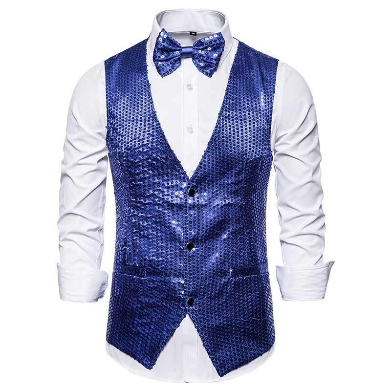 Men's Sequined Vest Performance Dress Jacket