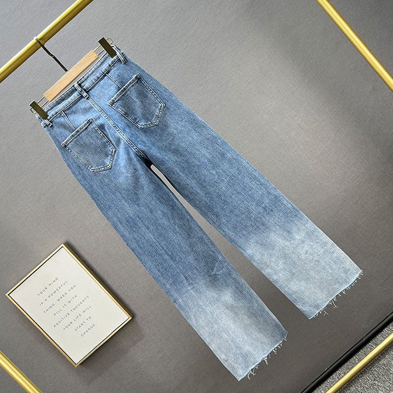 Rhinestone Denim Wide-leg Bukser