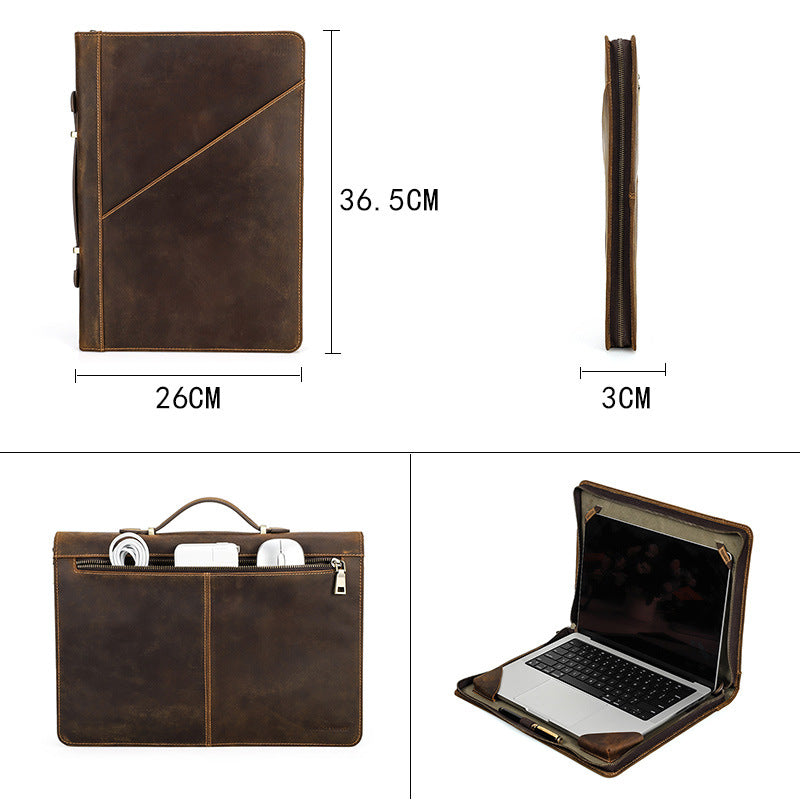 Genuine Leather Protective Case Laptop Handbag   14.2-inch