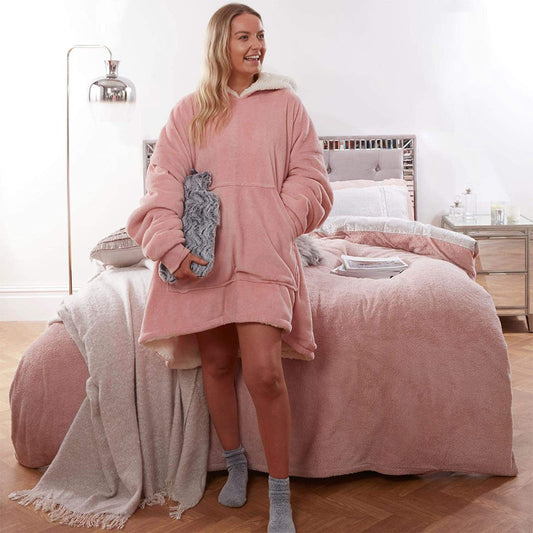 New Women's Flannel Blanket Warm Pajamas Hooded
