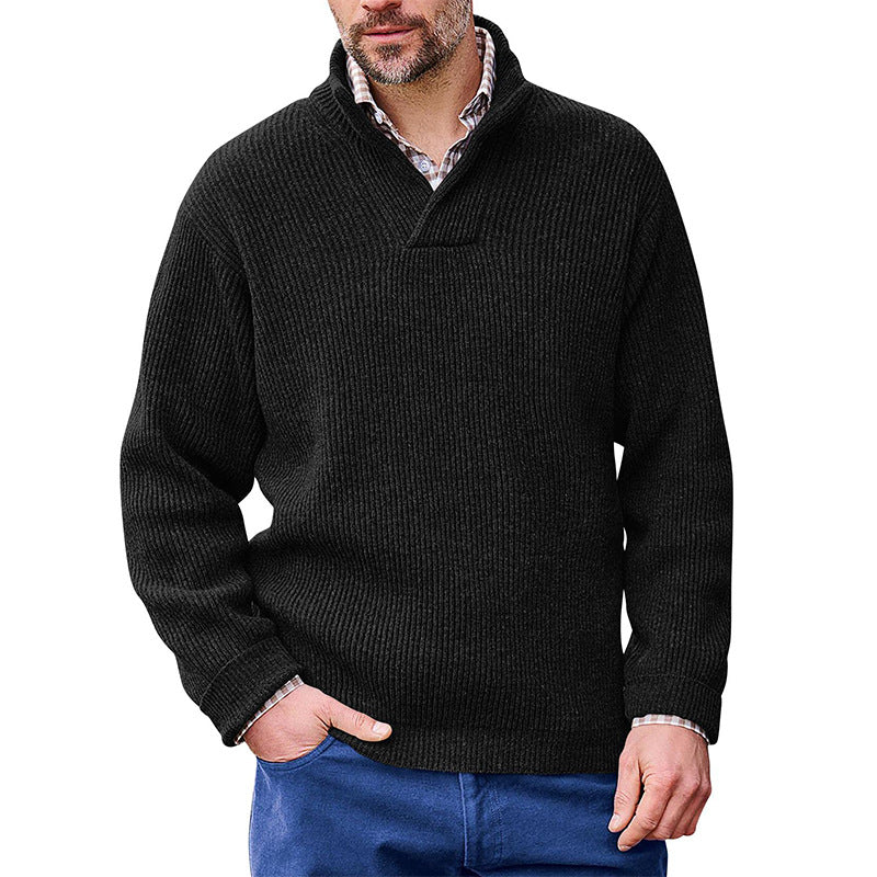 New Style Sweater Men's Solid Color High Collar Long Sleeve Sweater