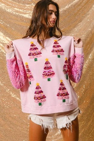 Women's Sequins Padded Top Christmas