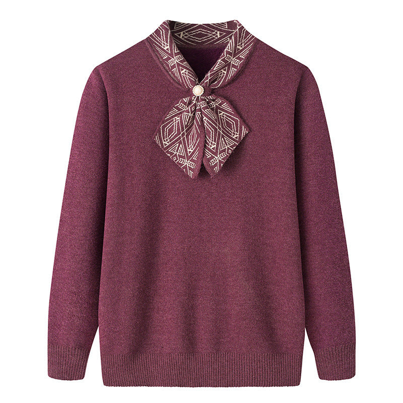 Women's Half Turtleneck Western Style Velvet Thickening Sweater