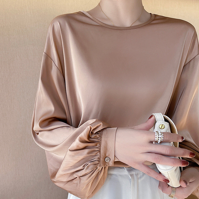 High-grade Round Neck Collarbone Simple Graceful T-shirt