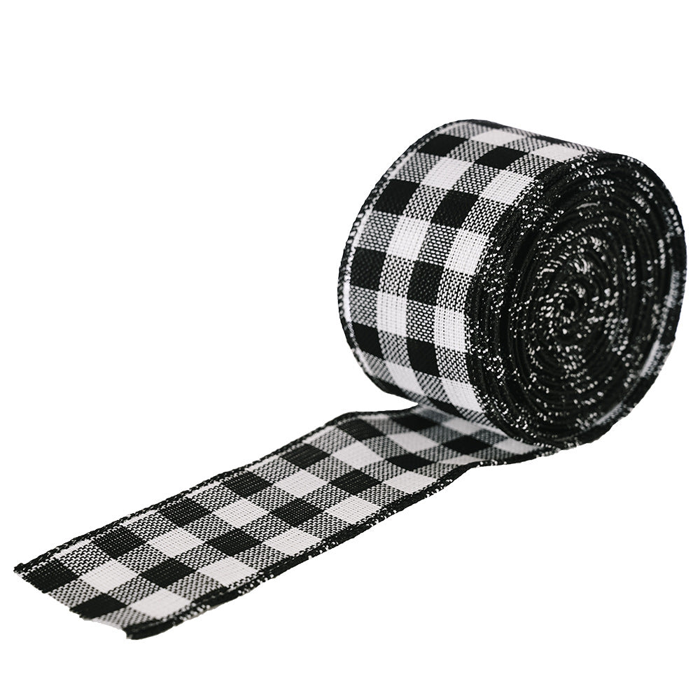 Christmas Black And White Red Lattice Decoration Ribbon