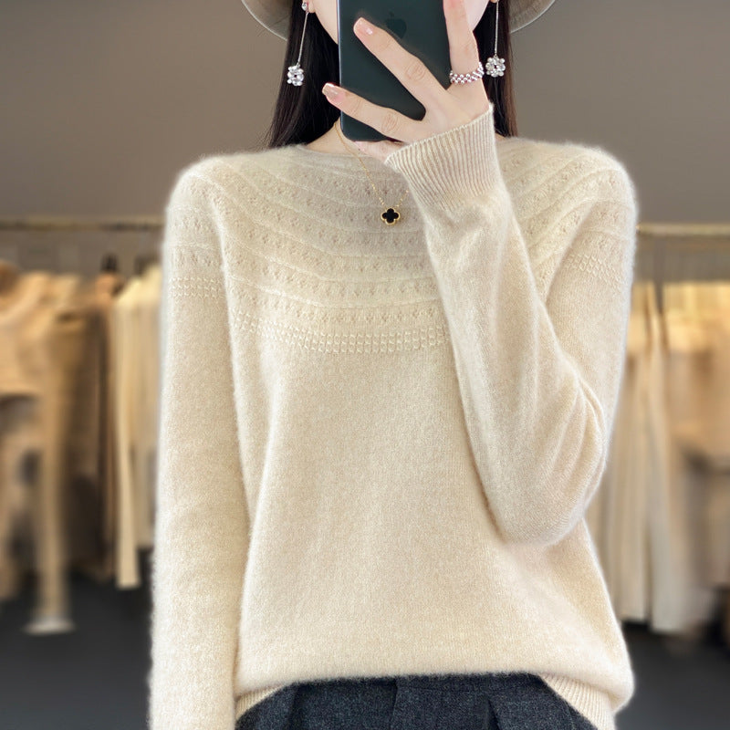 Seamless Front Line Ready-made Garments Curling Collar Hollow Sweater