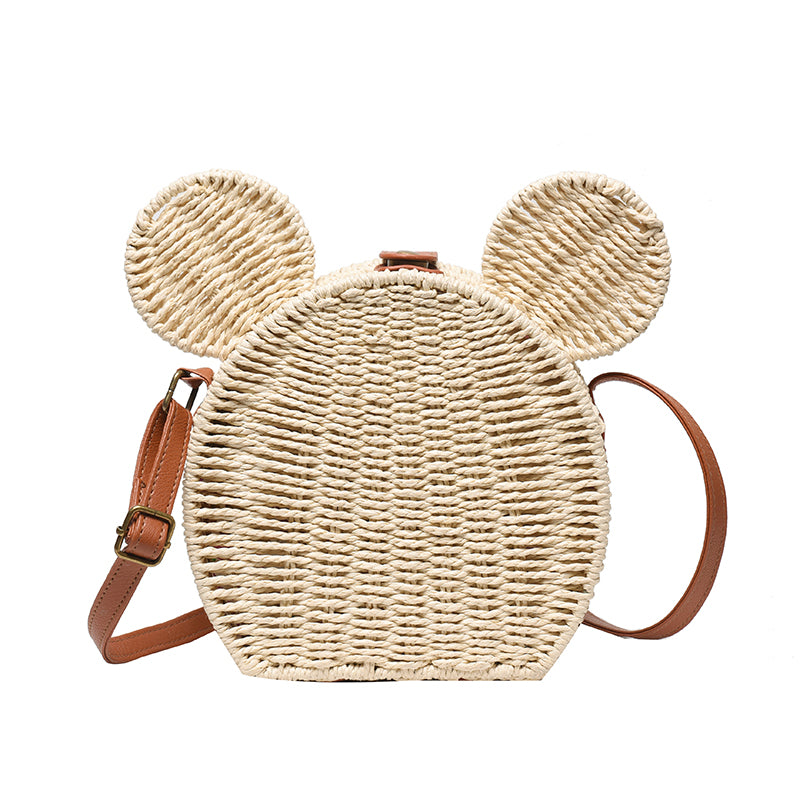 New Mori Woven Grass Small Round Bag