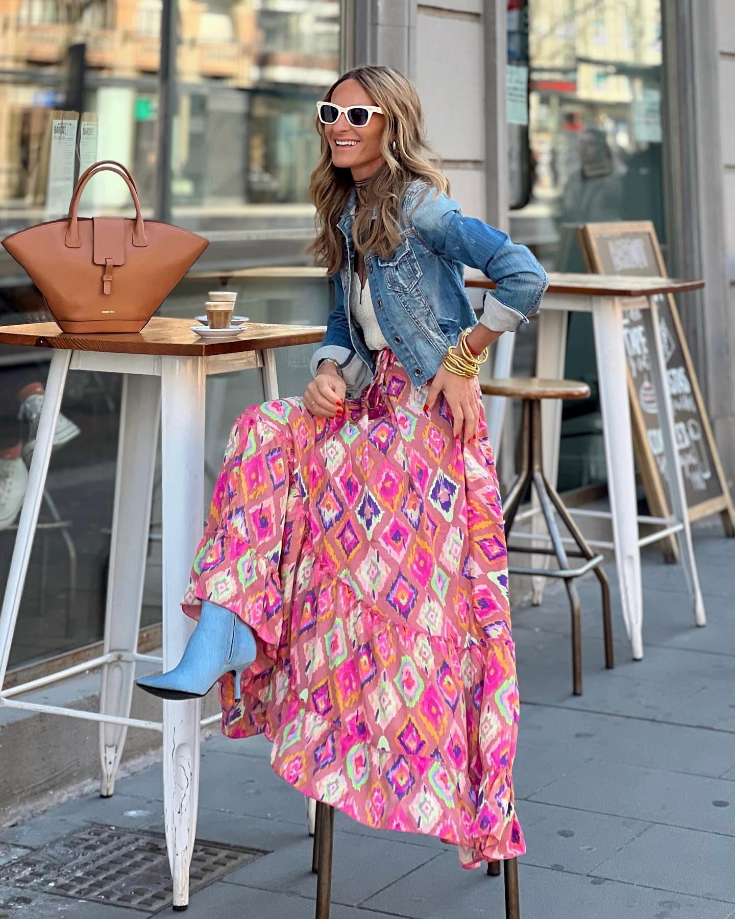 Women's Printed Long Skirt With Ruffle Edge Skirt