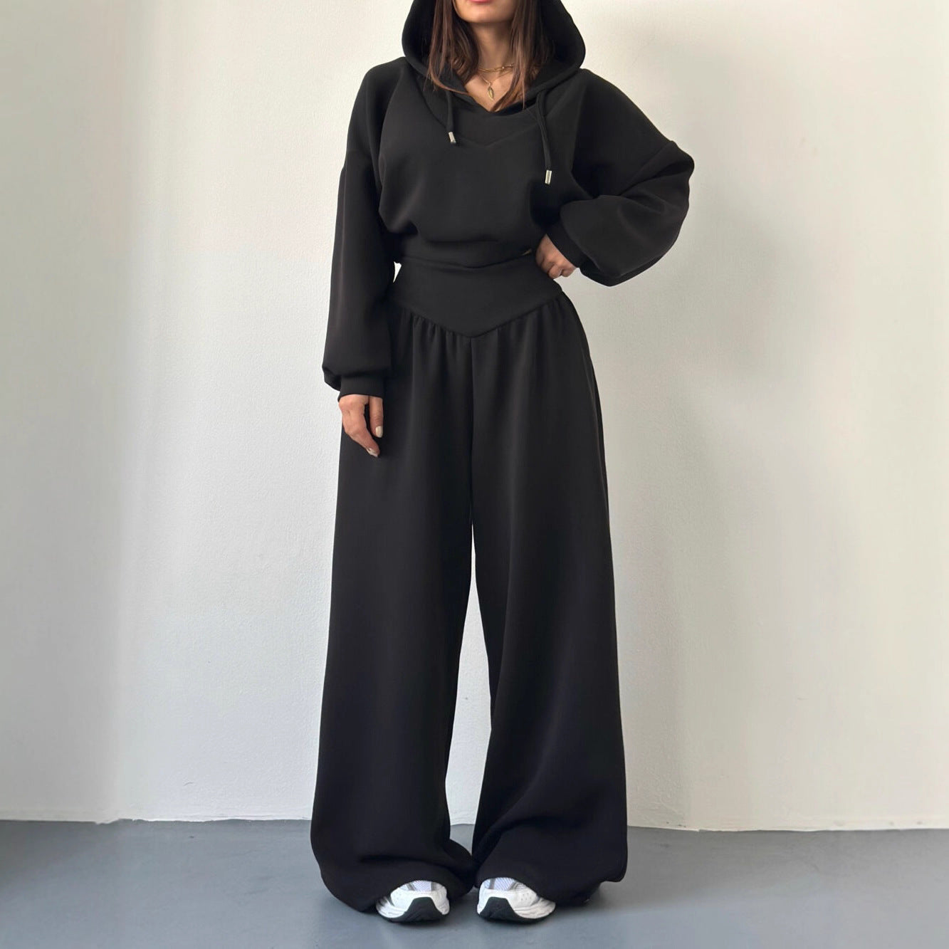 Womens Casual Set V-neck Hoodie Top And Pants