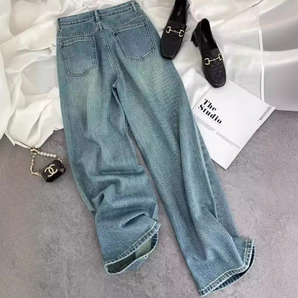 Starry Diamond In The Debris Rhinestone Lige Jeans Til Kvinder