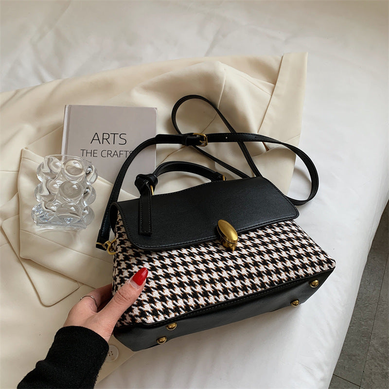 Color Niche Check Handbag Western Style Messenger Bag