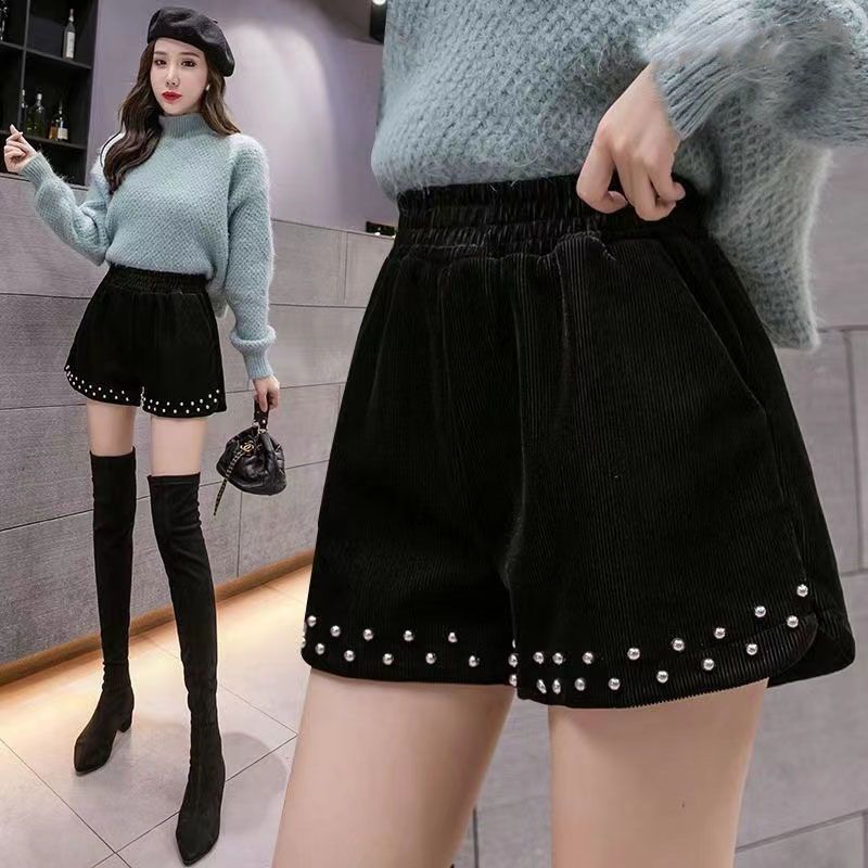 Womens High-Waisted Plus-Size Casual Wide-Leg Pants Loose Shorts
