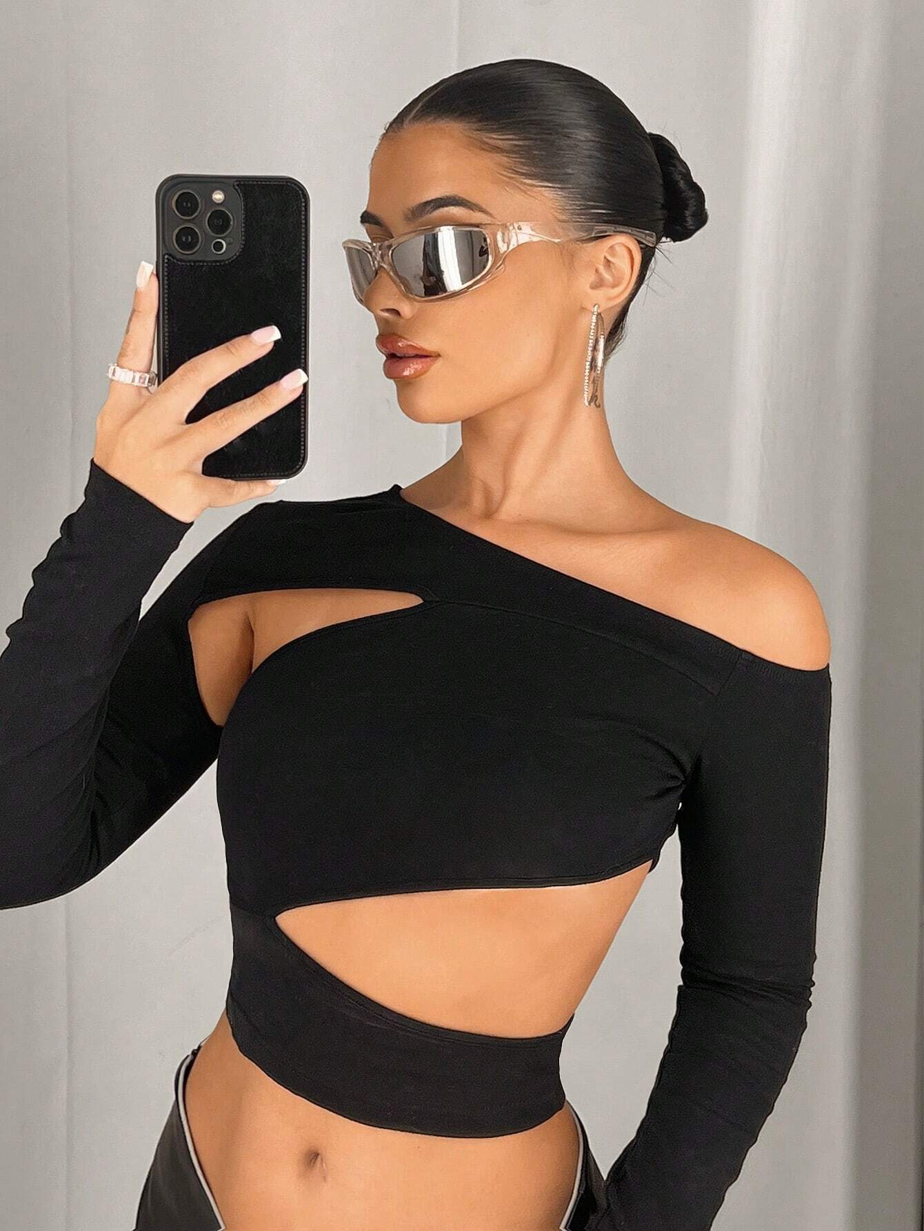 Ny Slim Fit Skrå Krave Stropløs Sexet Off-shoulder Navle T-shirt