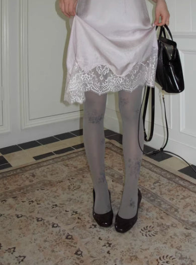 Floral Silk Stockings Slimming Thin Pantyhose