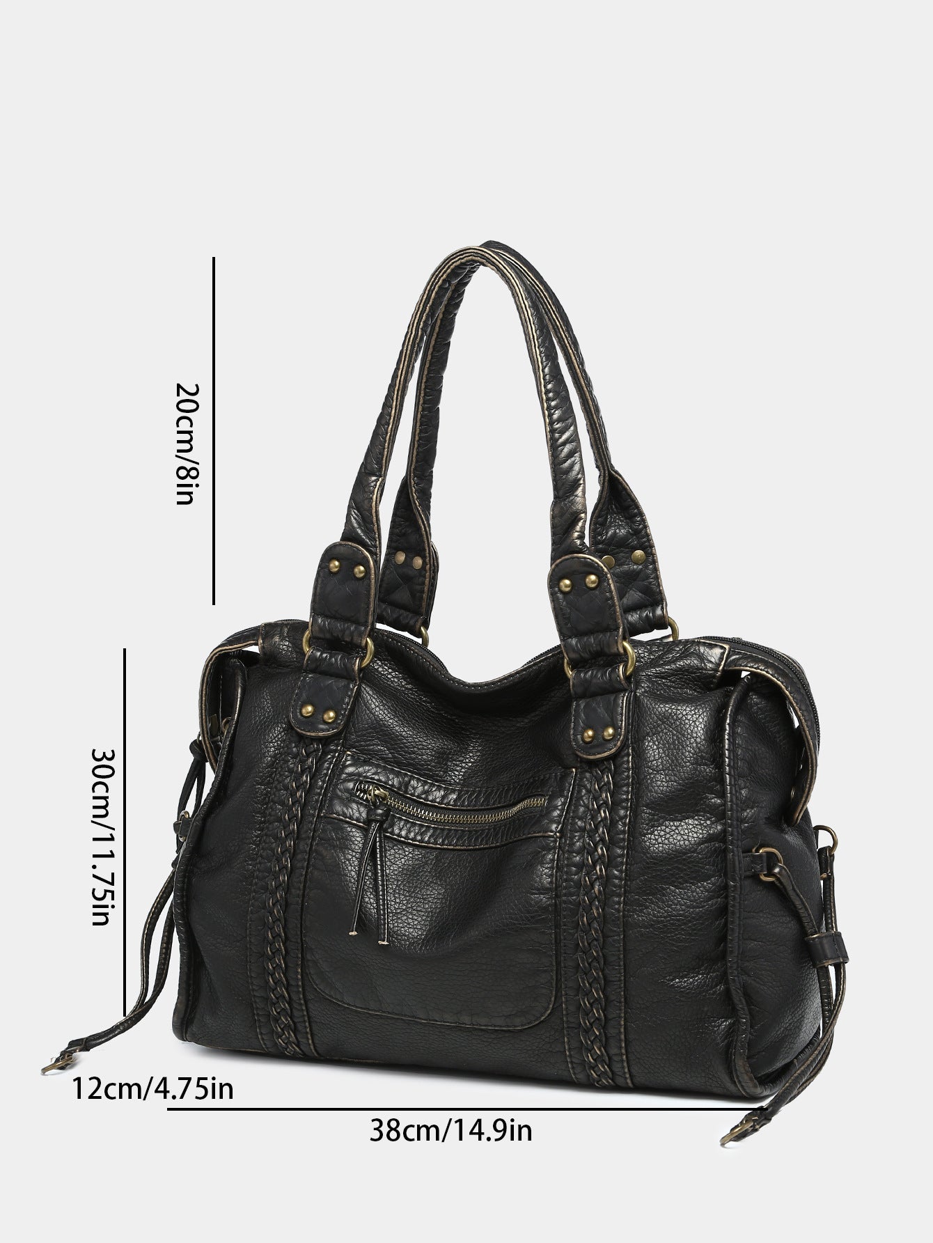 Fashion Retro Worn Looking Washed-out Brushed Large Capacity Soft Motorcycle Bag