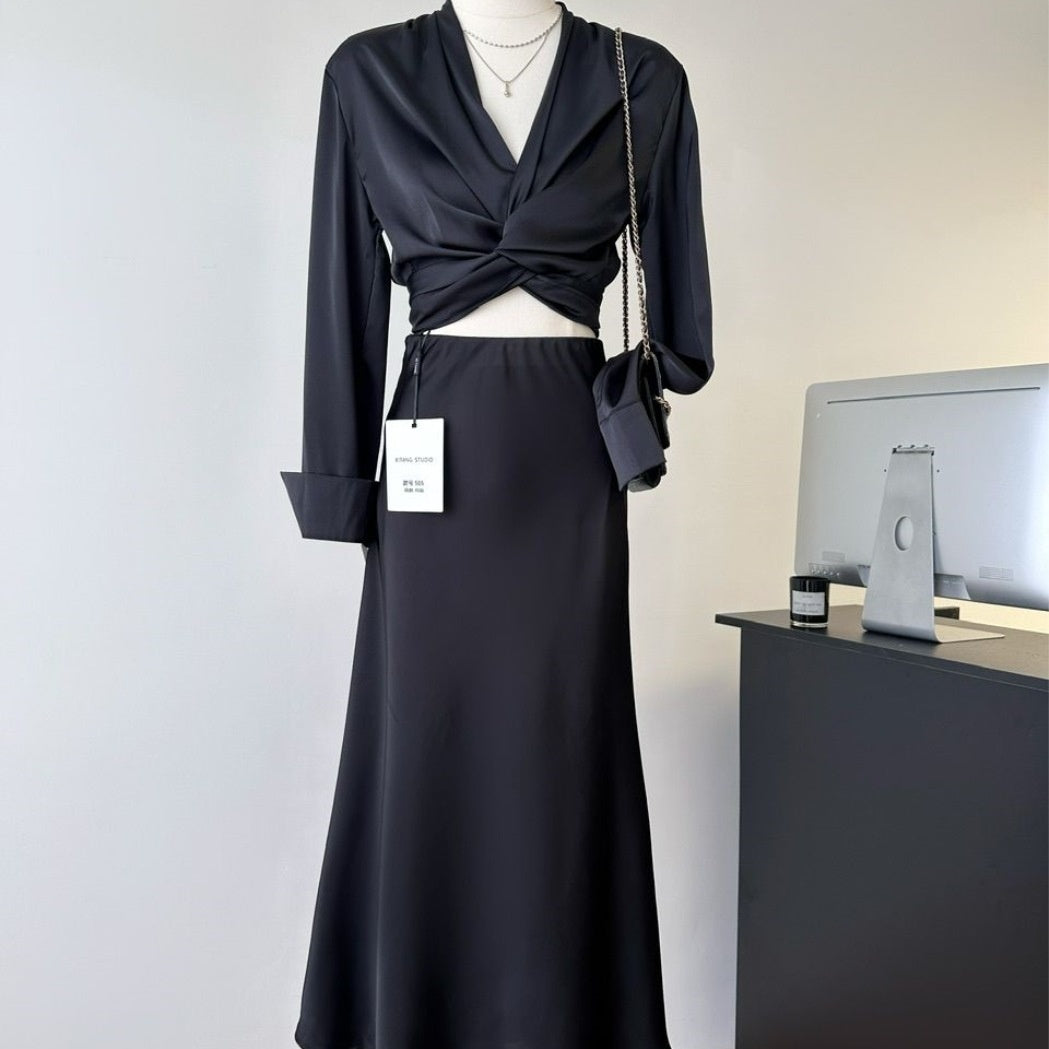 Designer-style Niche French Blouse And Skirt Two-piece Set